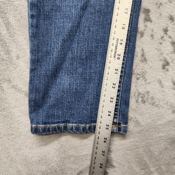 Simply Vera Vera Wang Jeans Womens 12 Blue Distressed Crop Straight Leg Stretch - Picture 12 of 14